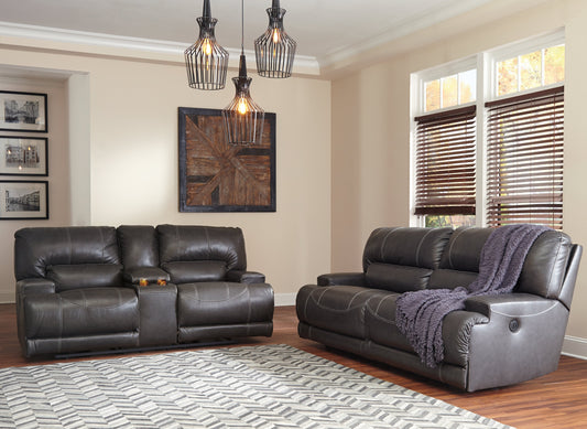 McCaskill Gray Power Reclining Sofa and Loveseat