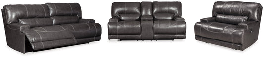 McCaskill Gray Reclining Sofa and Loveseat with Power Recliner