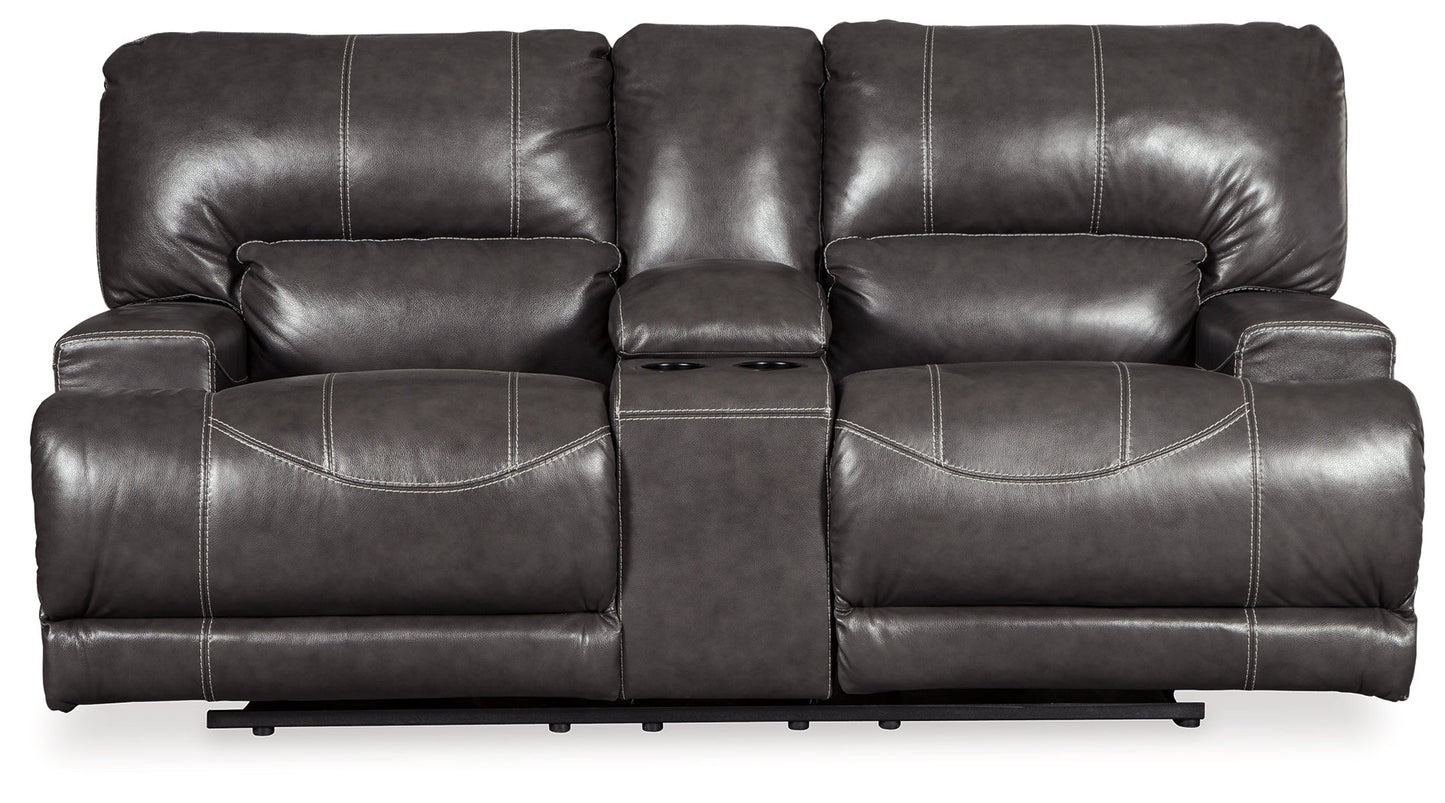 McCaskill Gray Power Reclining Loveseat and Oversized Recliner