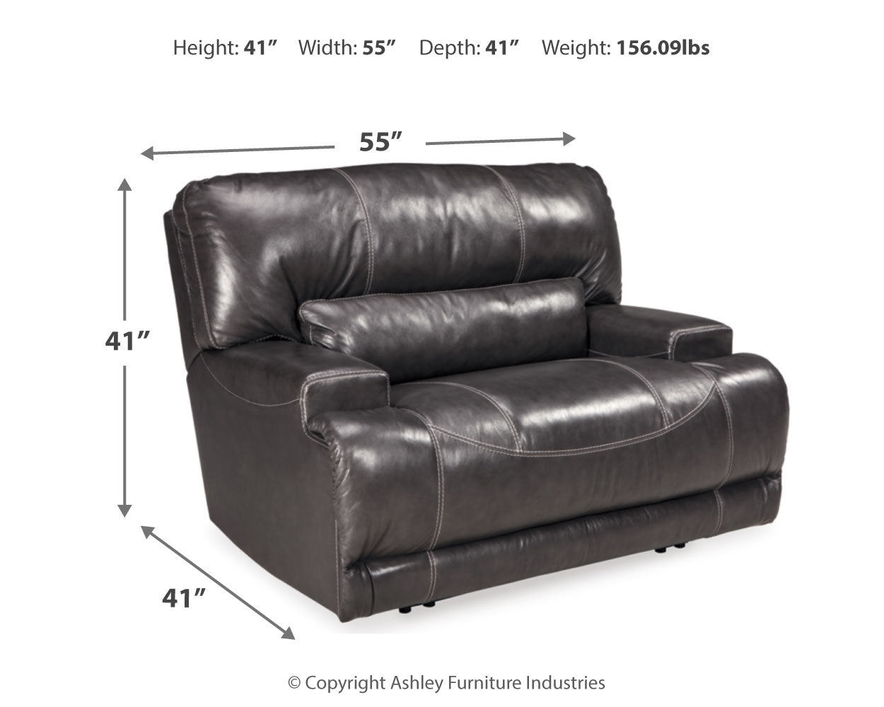 McCaskill Gray Power Reclining Loveseat and Oversized Recliner