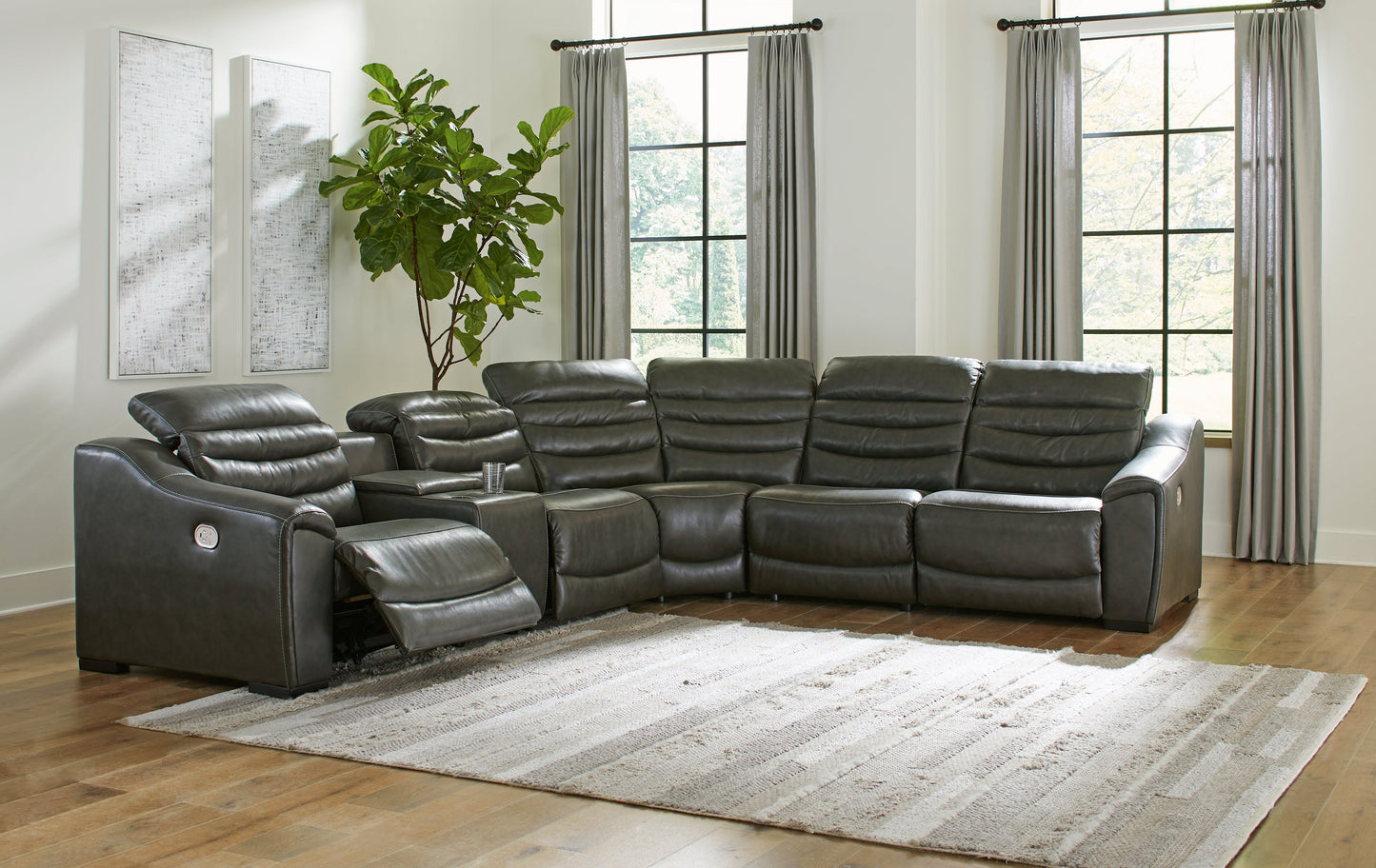 Center Line Dark Gray 6-Piece Power Reclining Sectional