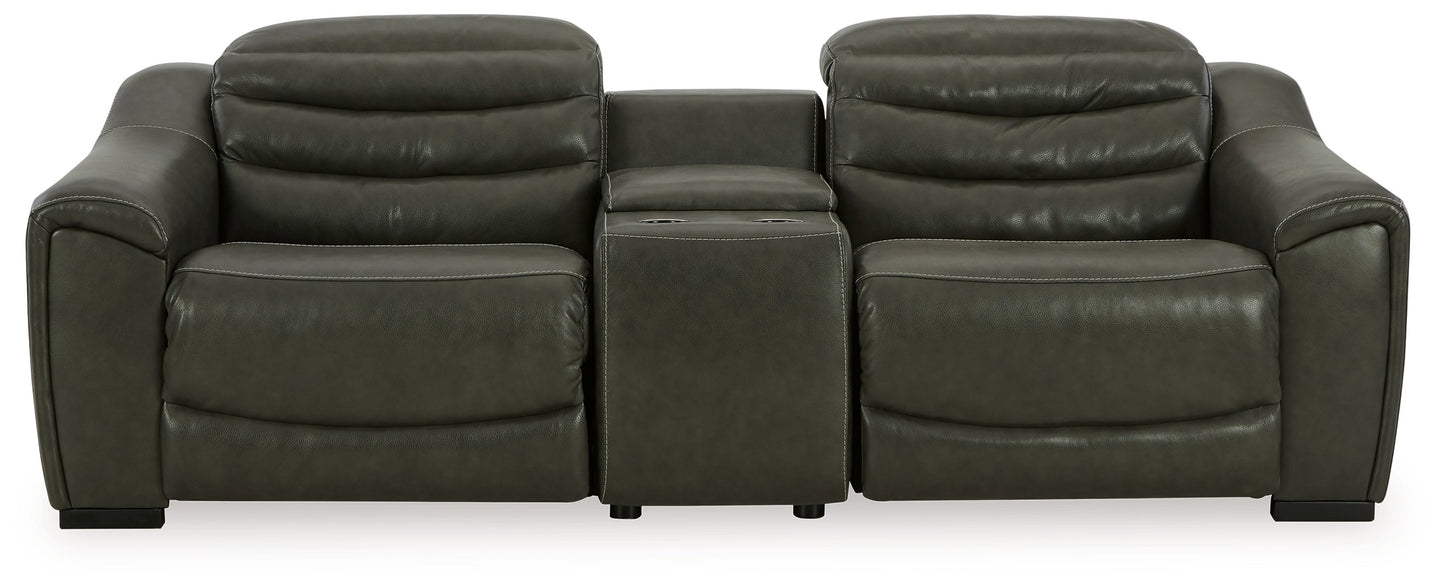 Center Line Dark Gray 3-Piece Power Reclining Loveseat with Console