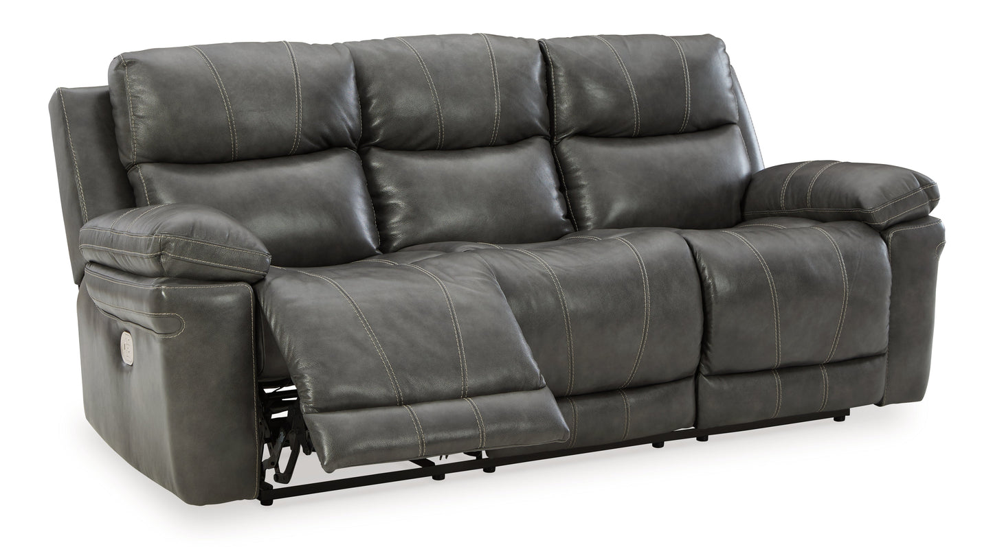 Edmar Charcoal Power Reclining Sofa and Loveseat