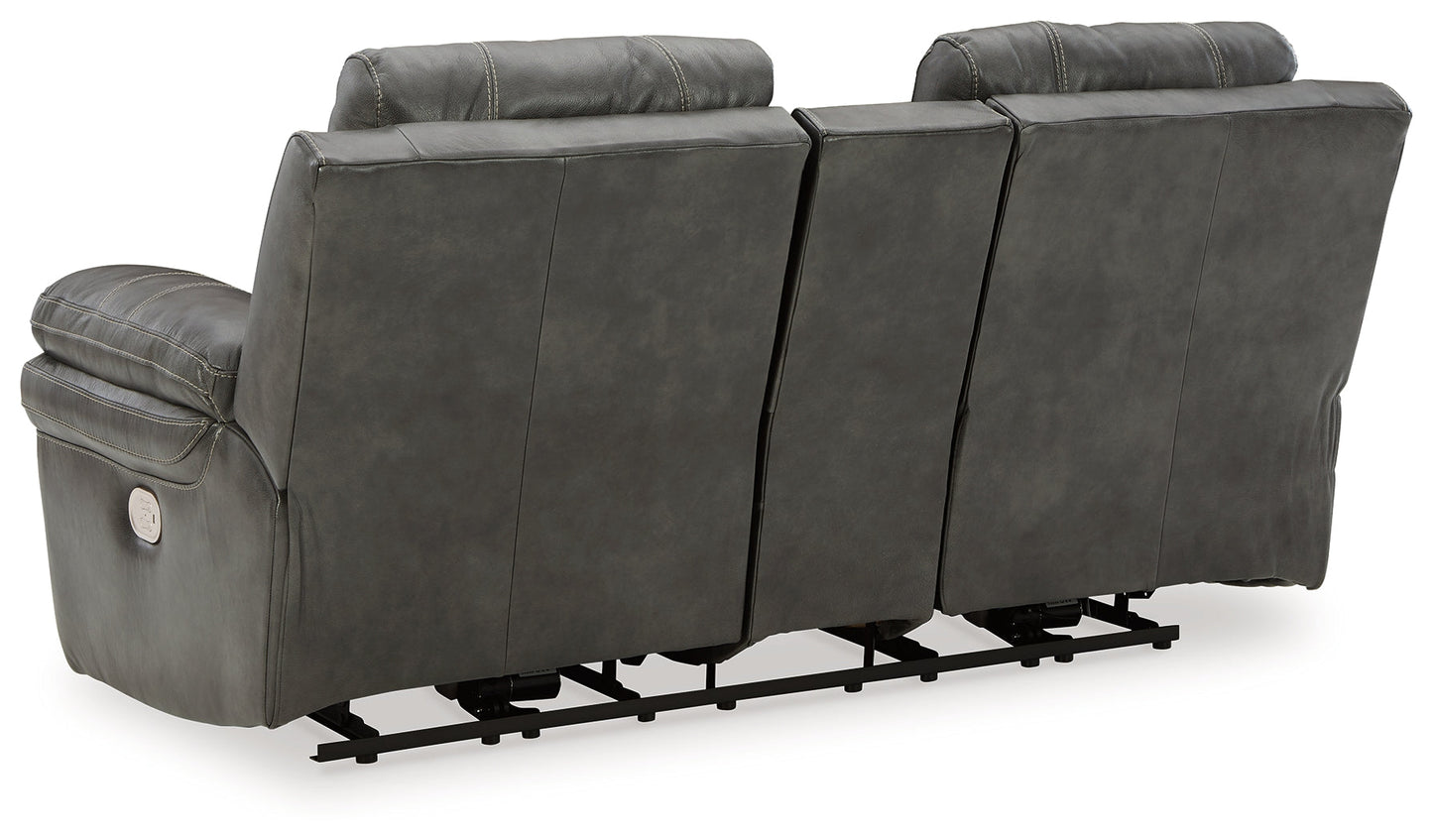 Edmar Charcoal Power Reclining Loveseat with Console