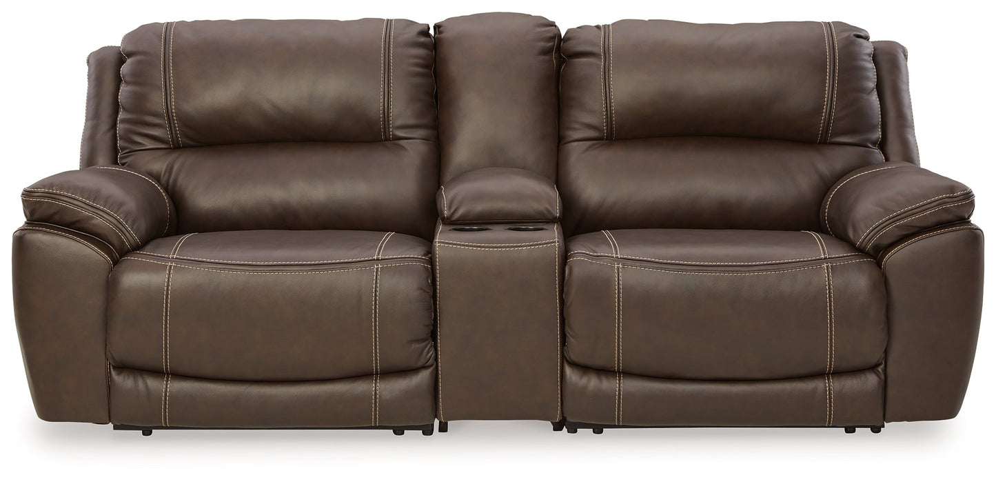 Dunleith Chocolate 3-Piece Power Reclining Loveseat with Console