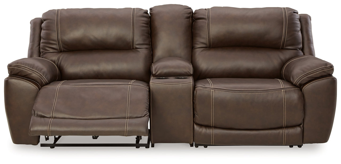 Dunleith Chocolate 3-Piece Power Reclining Loveseat with Console