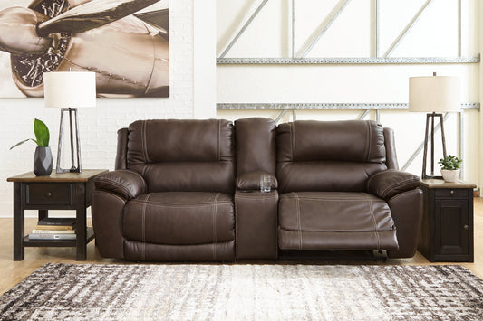 Dunleith Chocolate 3-Piece Power Reclining Loveseat with Console