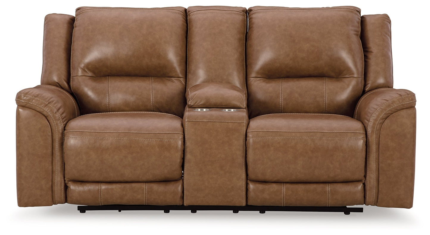 Trasimeno Caramel Power Reclining Loveseat with Console