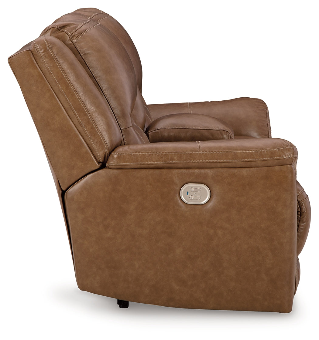 Trasimeno Caramel Power Reclining Loveseat with Console