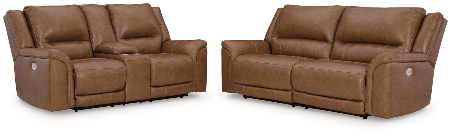 Trasimeno Caramel Power Reclining Sofa and Loveseat