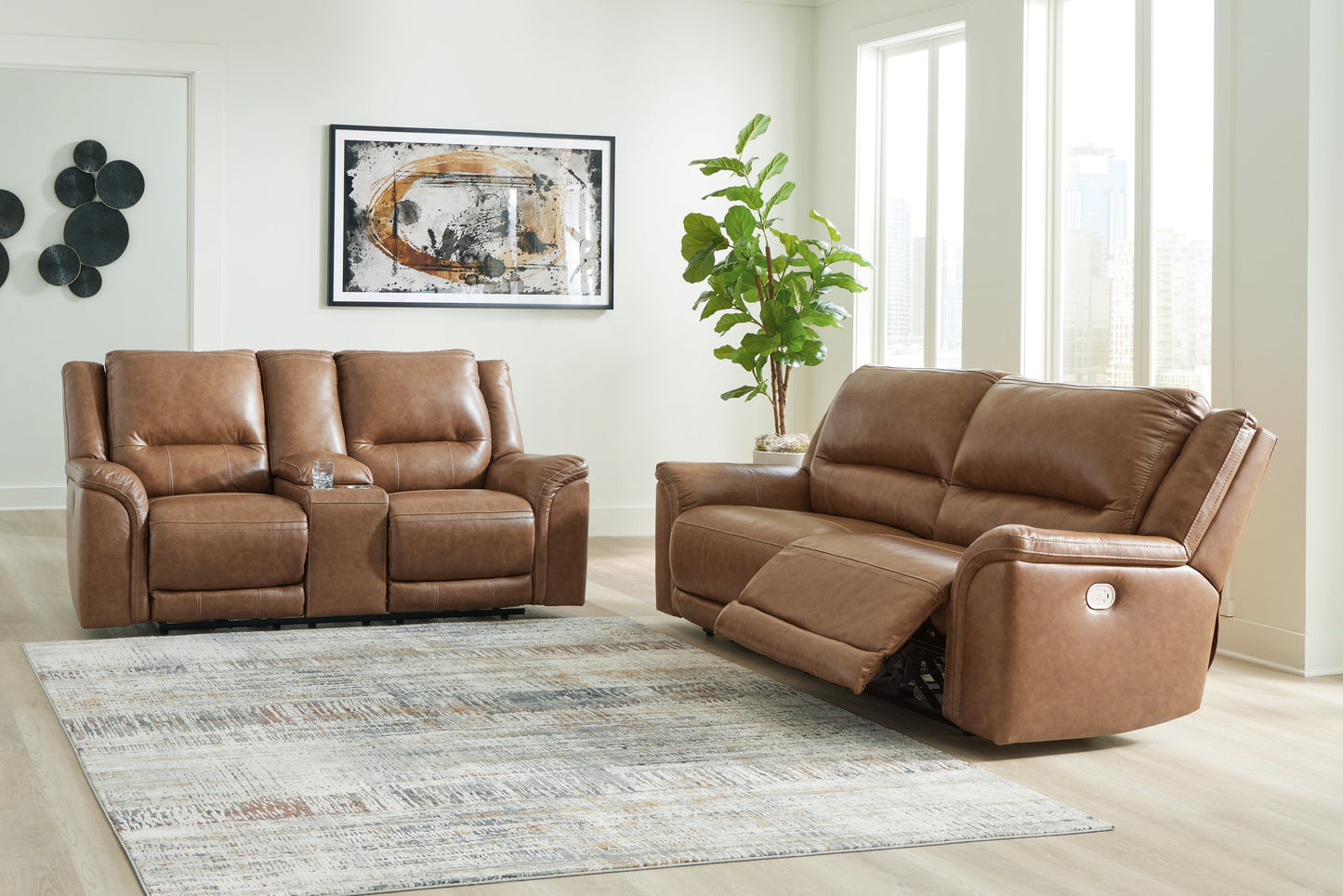 Trasimeno Caramel Power Reclining Sofa and Loveseat