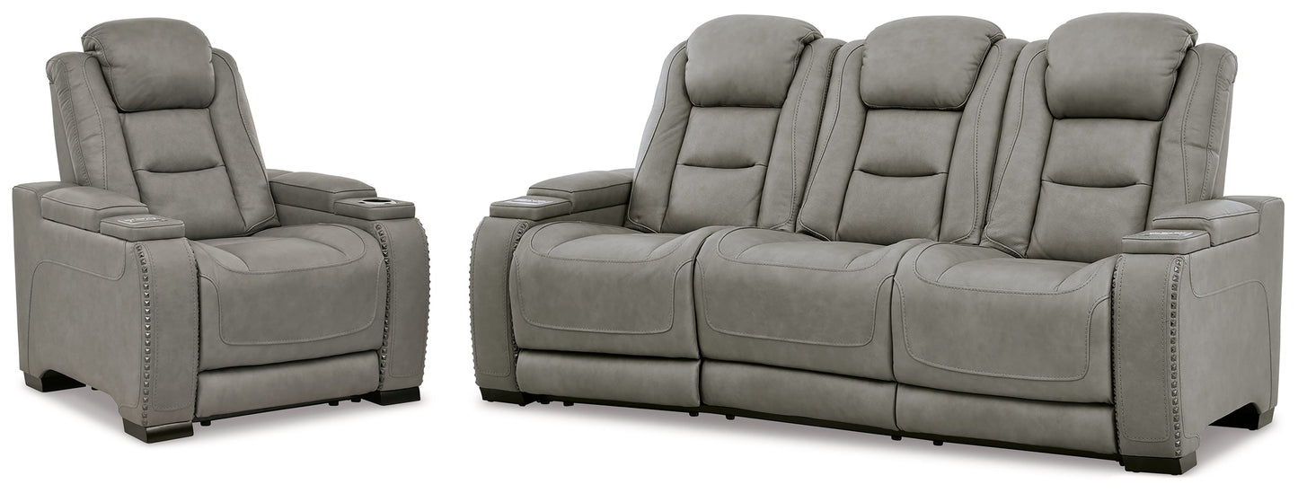 The Man-Den Gray Power Reclining Sofa and Recliner