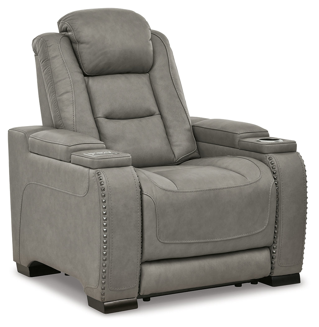 The Man-Den Gray Power Reclining Sofa and Recliner