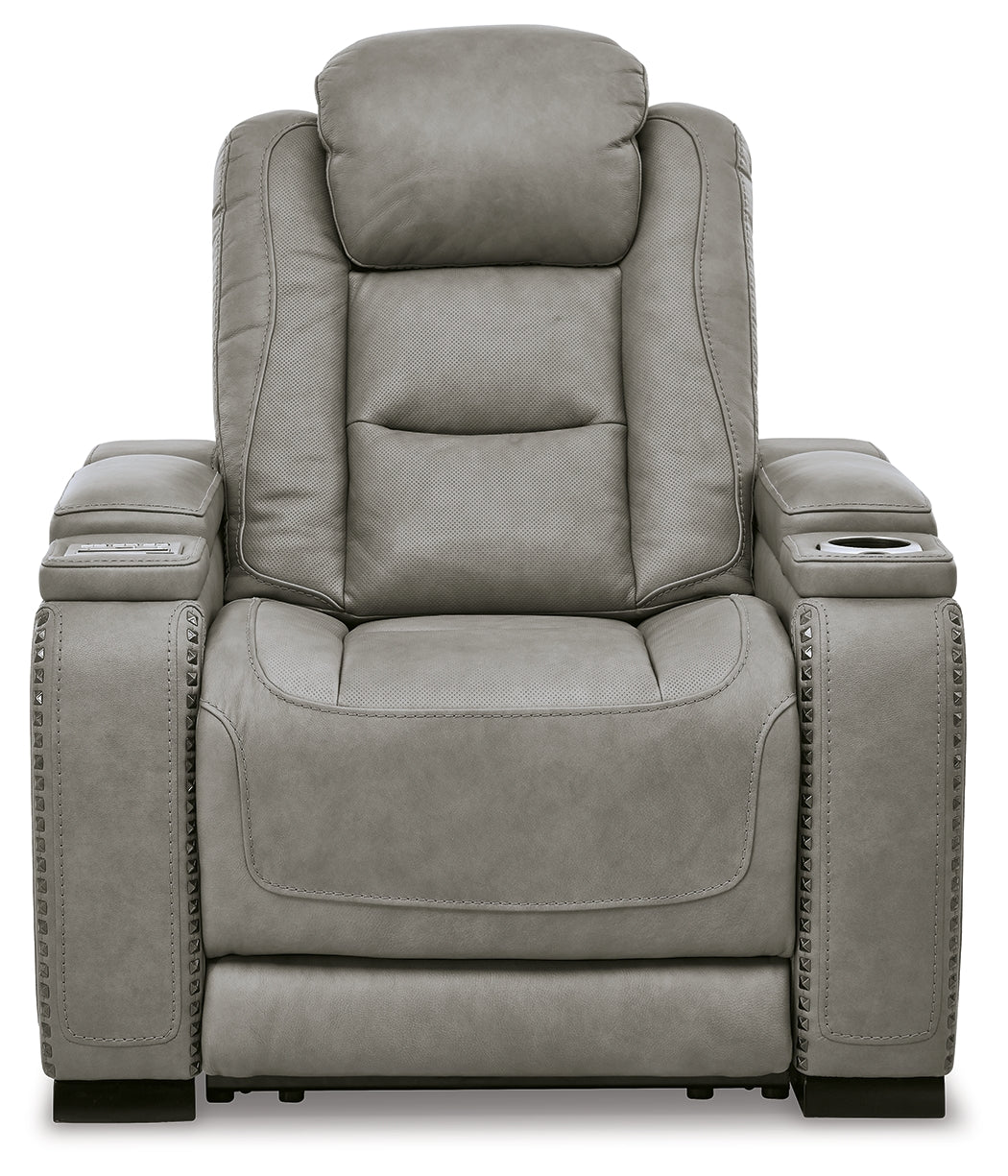 The Man-Den Gray Power Reclining Sofa and Recliner