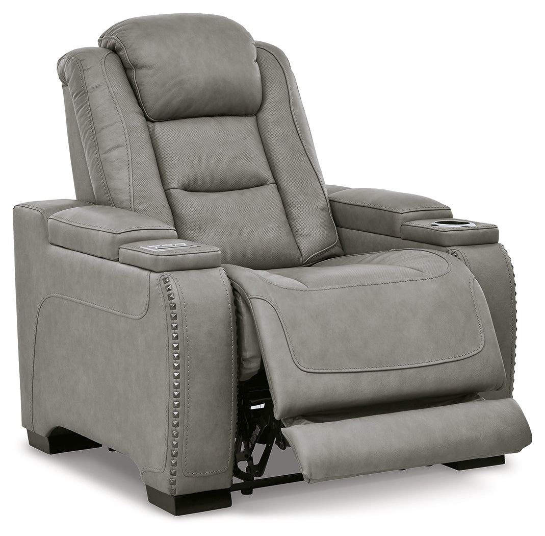 The Man-Den Gray Power Reclining Sofa and Recliner