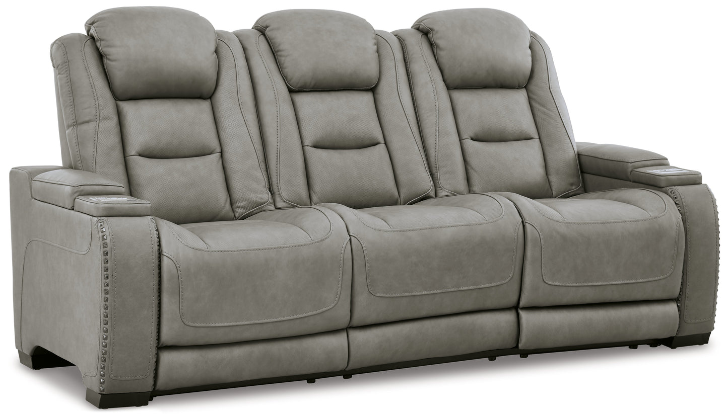 The Man-Den Gray Power Reclining Sofa and Loveseat with Power Recliner