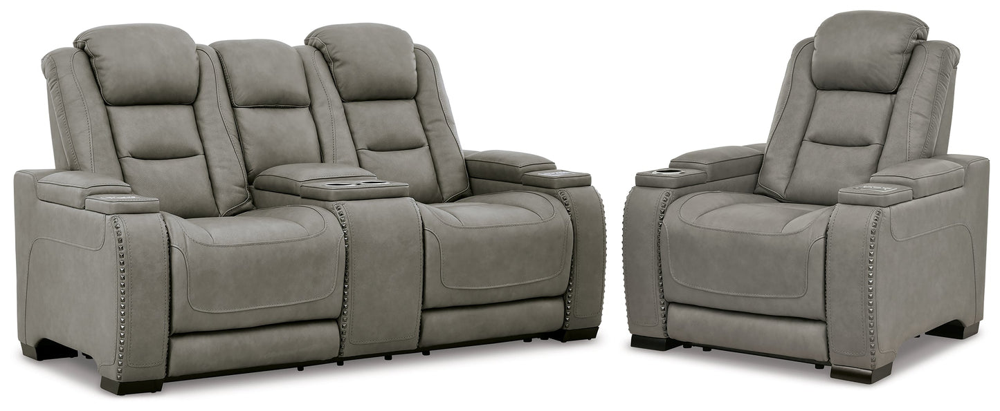 The Man-Den Gray Power Reclining Loveseat and Recliner