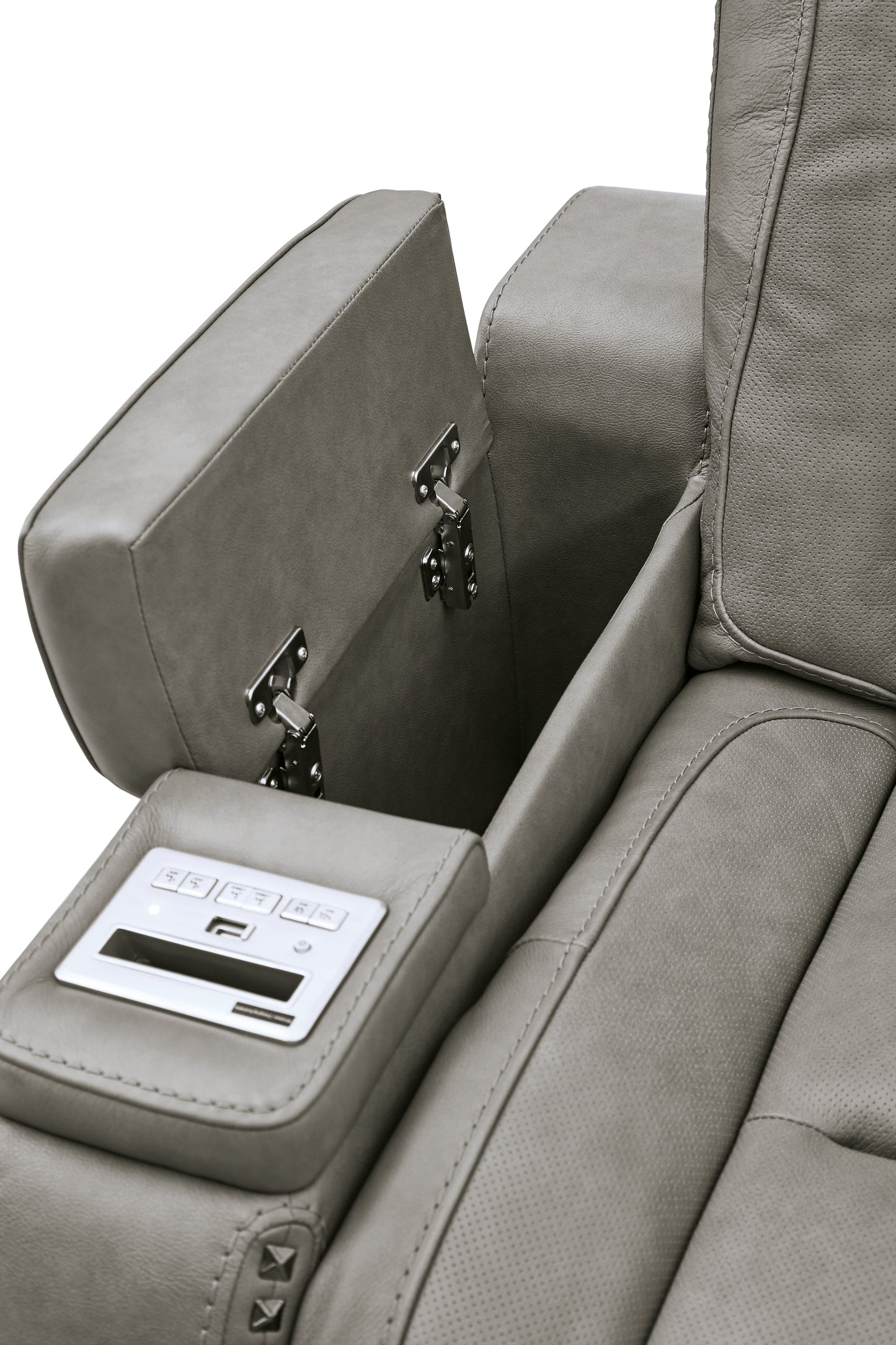 The Man-Den Gray Power Reclining Loveseat and Recliner