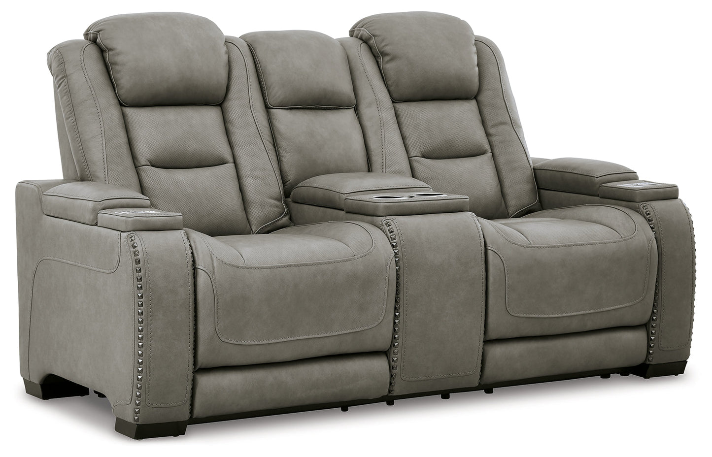 The Man-Den Gray Power Reclining Loveseat and Recliner