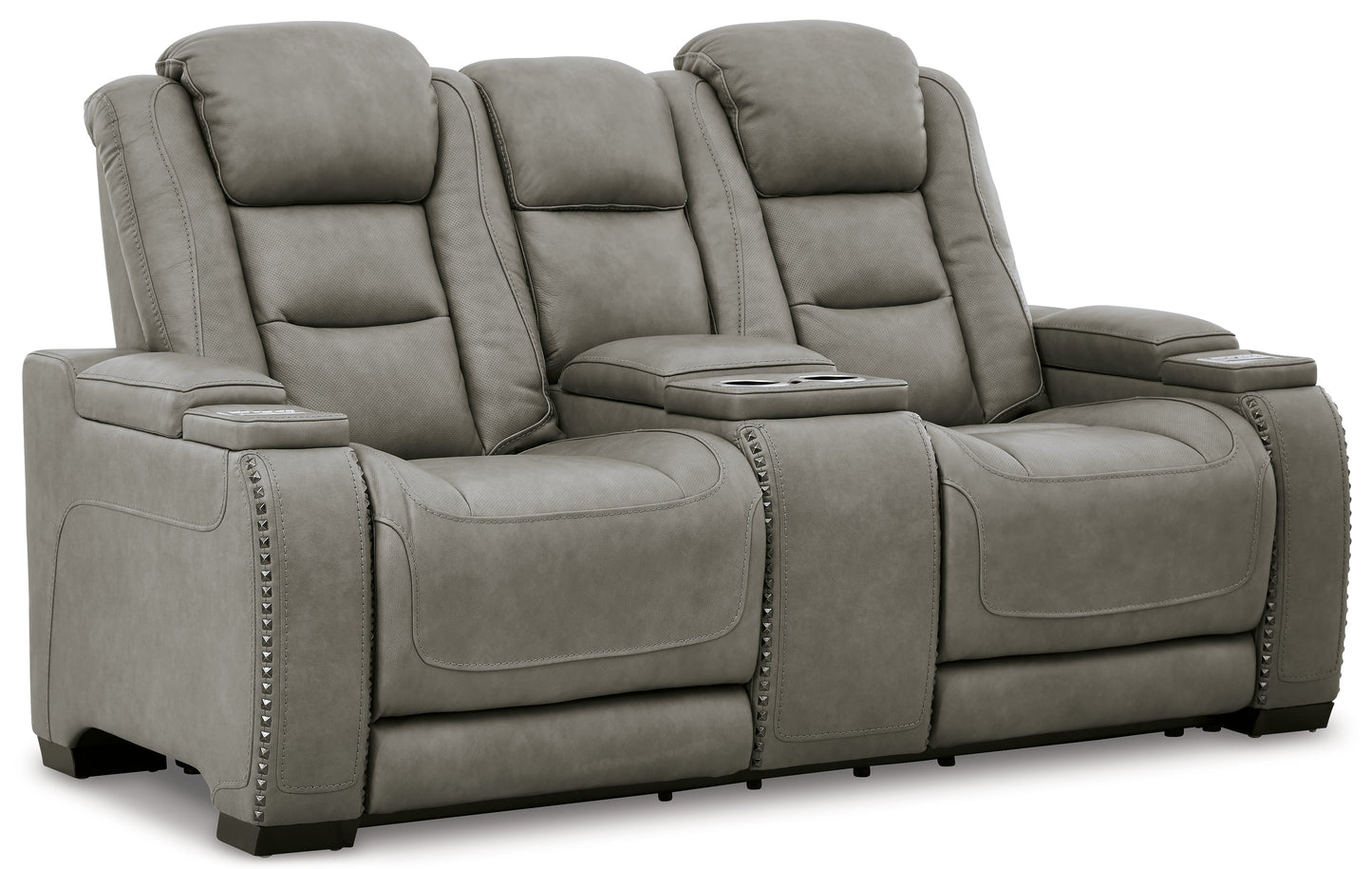 The Man-Den Gray Power Reclining Sofa and Loveseat with Power Recliner