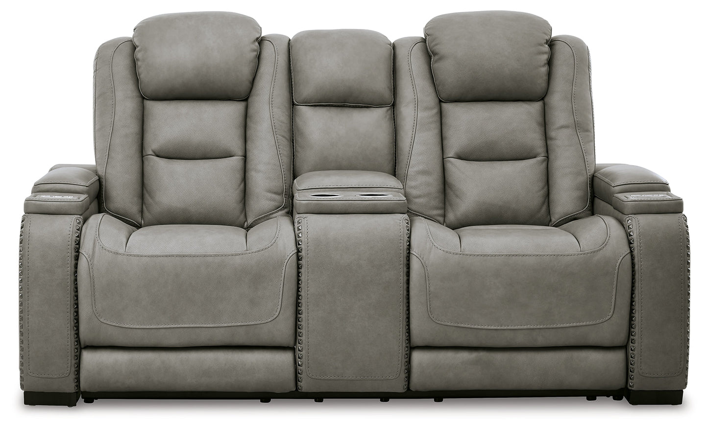 The Man-Den Gray Power Reclining Loveseat and Recliner