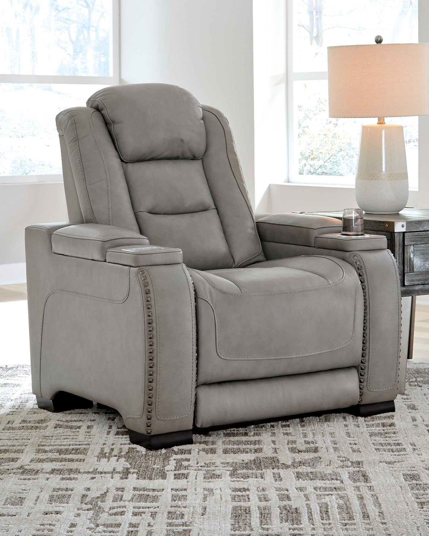 The Man-Den Gray Power Reclining Sofa and Recliner