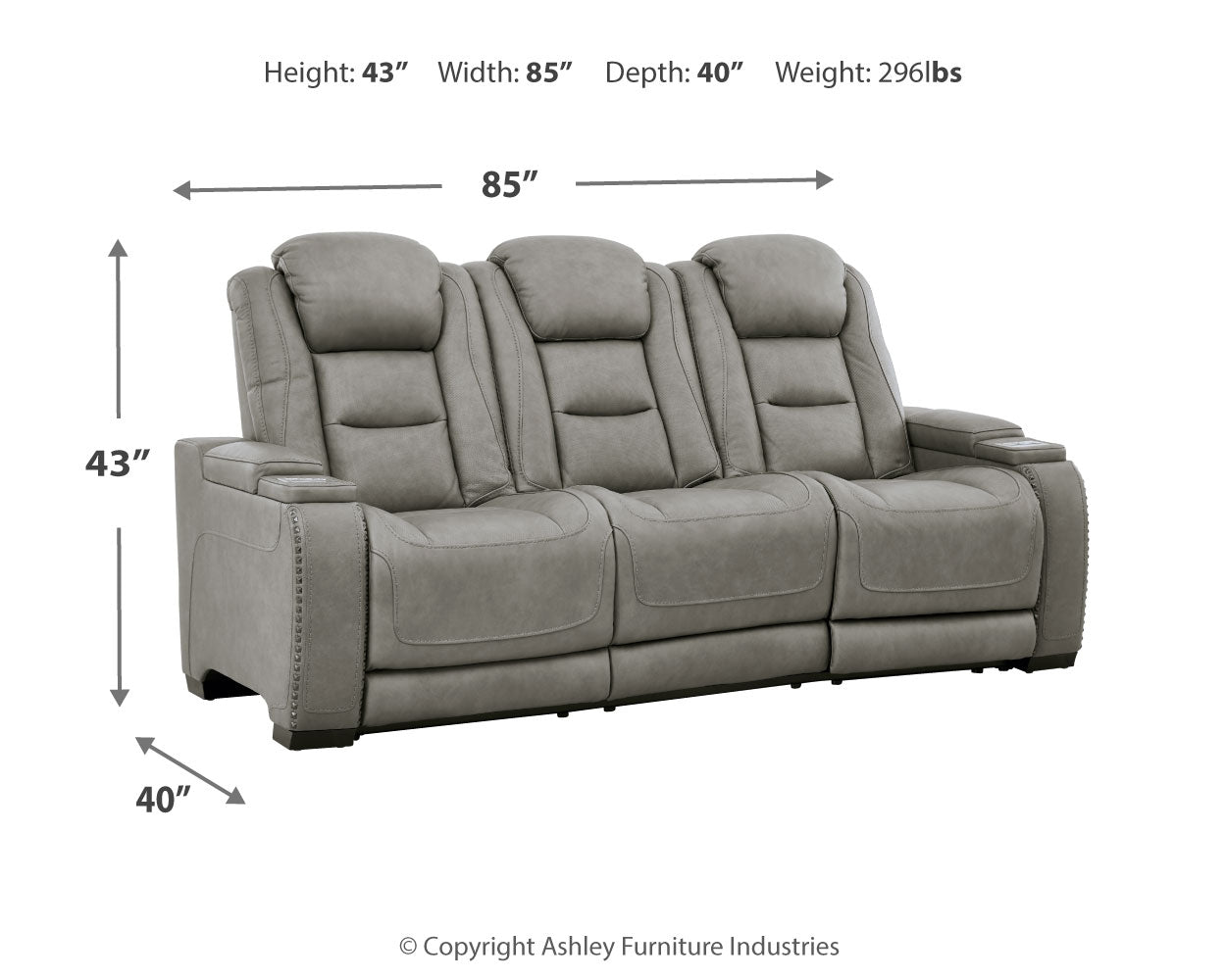 The Man-Den Gray Power Reclining Sofa and Recliner