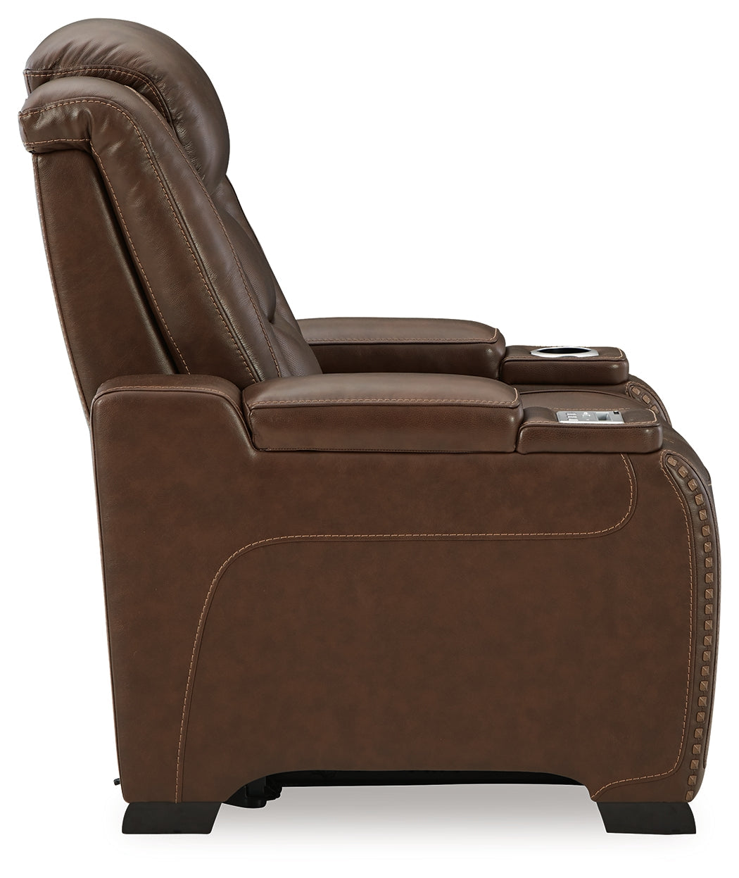 The Man-Den Mahogany Power Reclining Sofa and Recliner