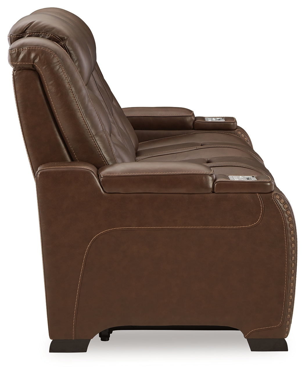 The Man-Den Mahogany Power Reclining Sofa and Recliner