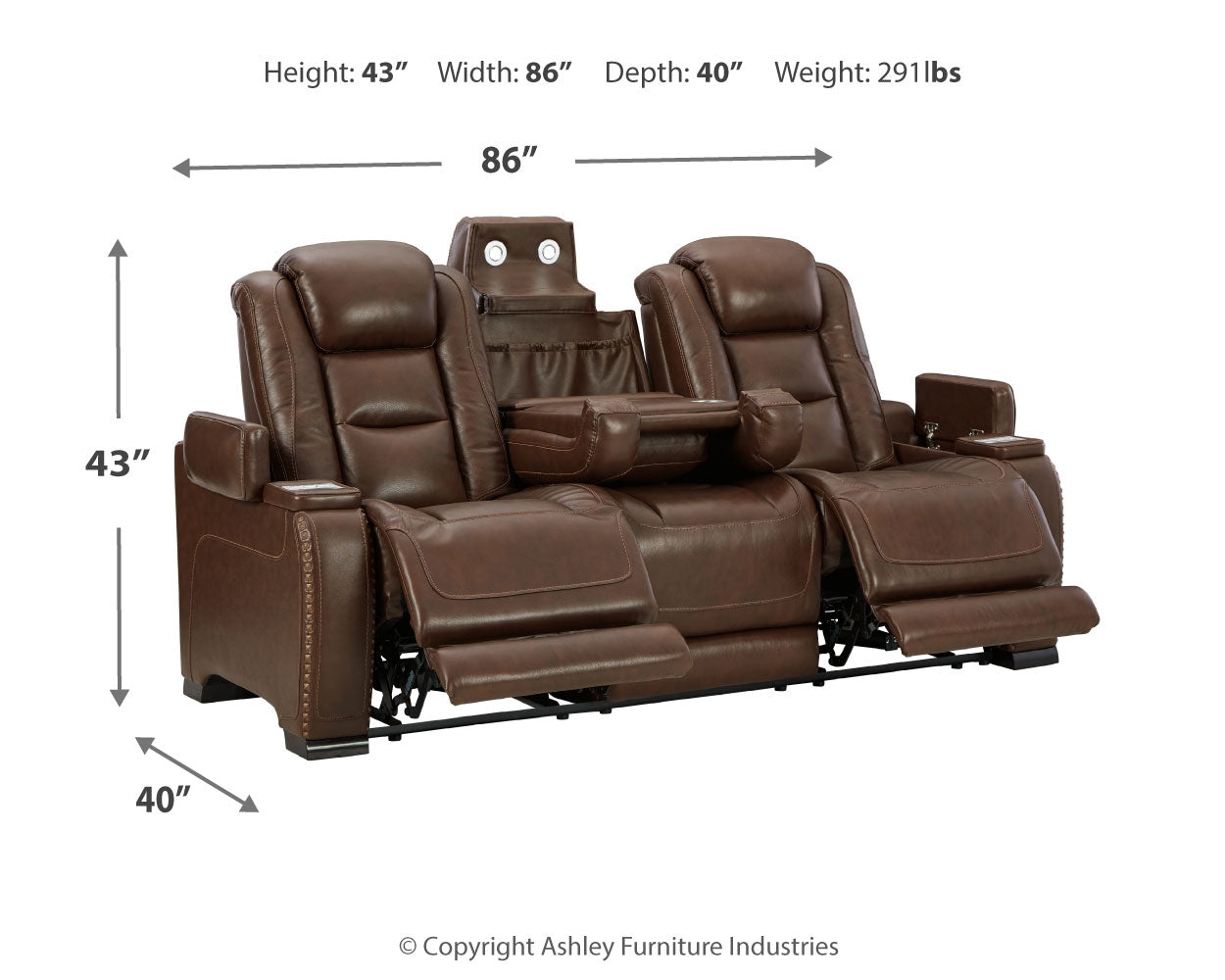 The Man-Den Mahogany Power Reclining Sofa and Recliner