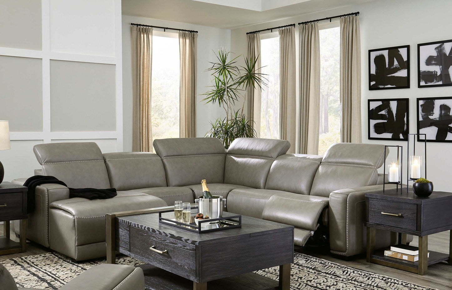 Correze Gray 5pc Power Reclining Sectional w/ LAF Chaise