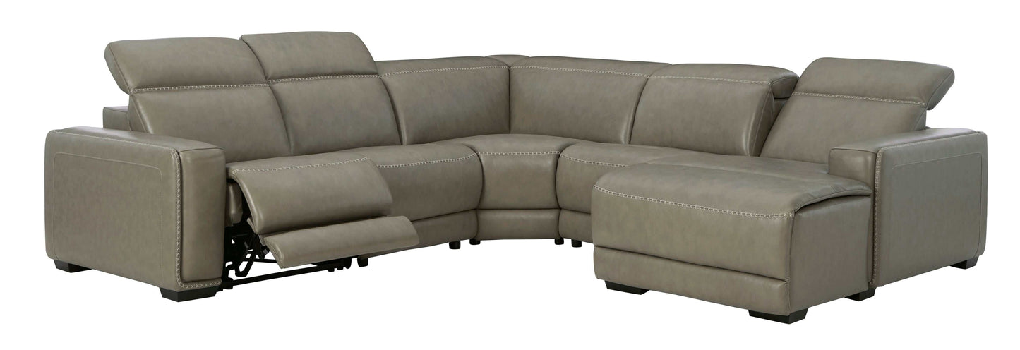 Correze Gray 5pc Power Reclining Sectional w/ RAF Chaise