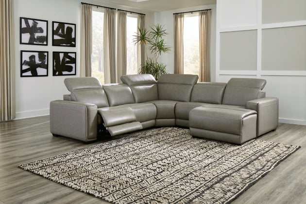 Correze Gray 5pc Power Reclining Sectional w/ RAF Chaise