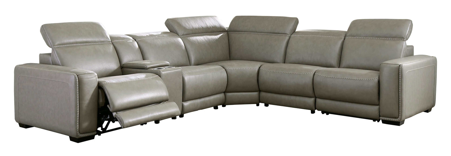 Correze Gray 6pc Power Reclining Sectional w/ Storage Console