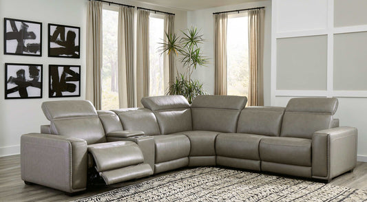 Correze Gray 6pc Power Reclining Sectional w/ Storage Console