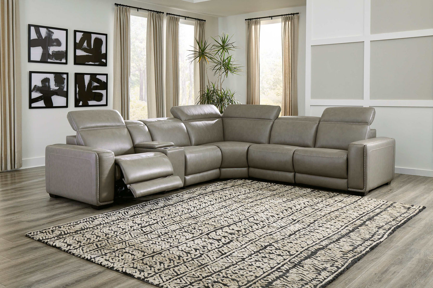 Correze Gray 6pc Power Reclining Sectional w/ Storage Console