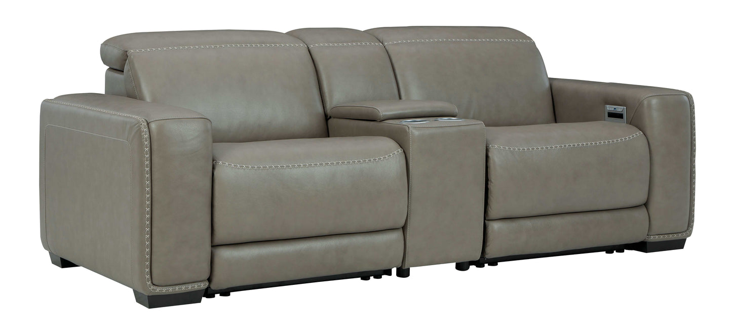 Correze Gray Power Reclining Sectional w/ Storage Console