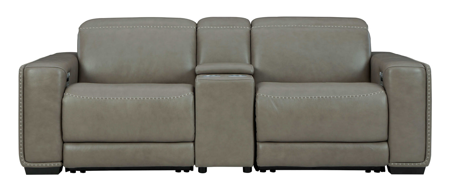 Correze Gray Power Reclining Sectional w/ Storage Console