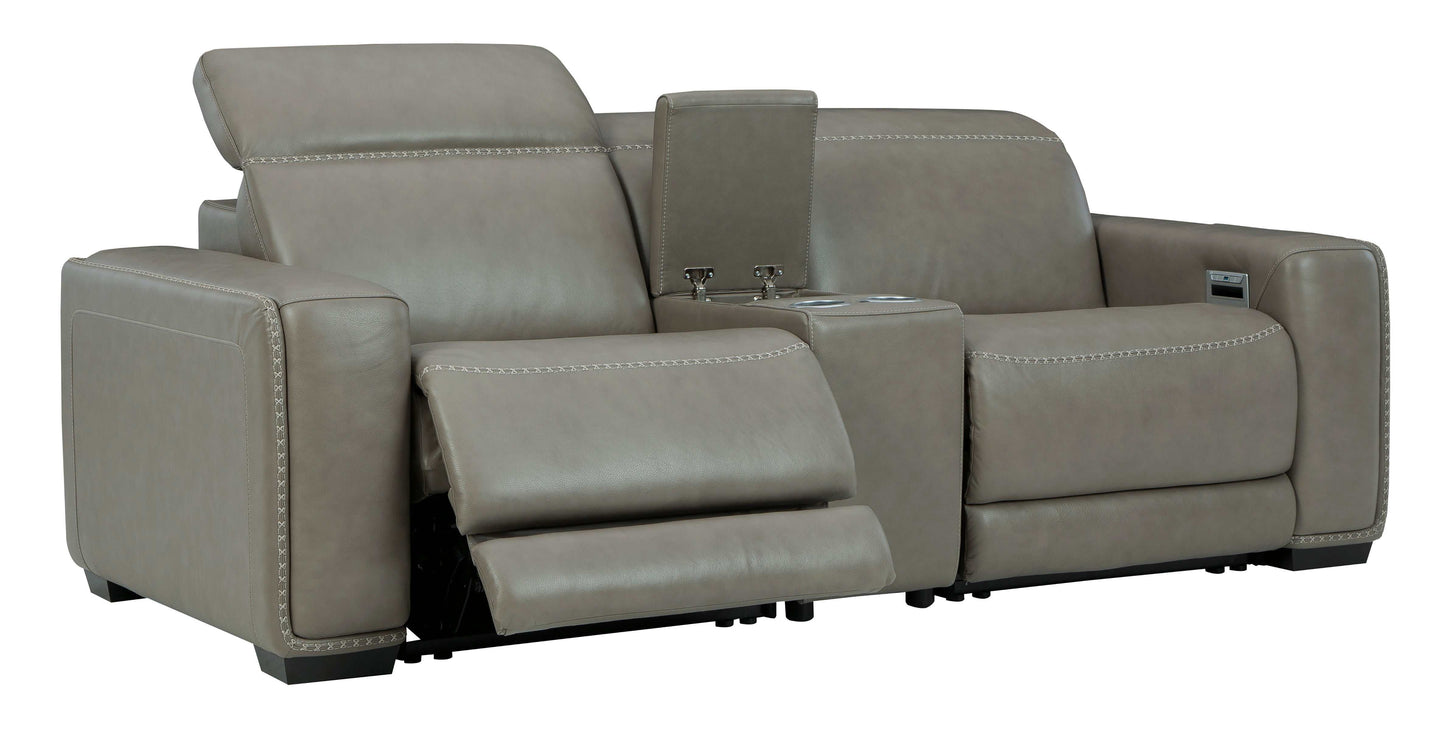 Correze Gray Power Reclining Sectional w/ Storage Console