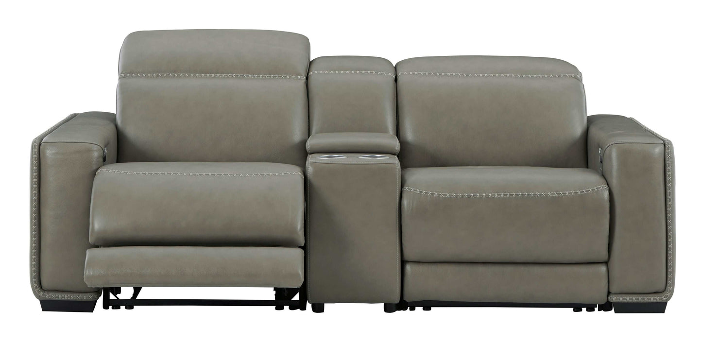 Correze Gray Power Reclining Sectional w/ Storage Console