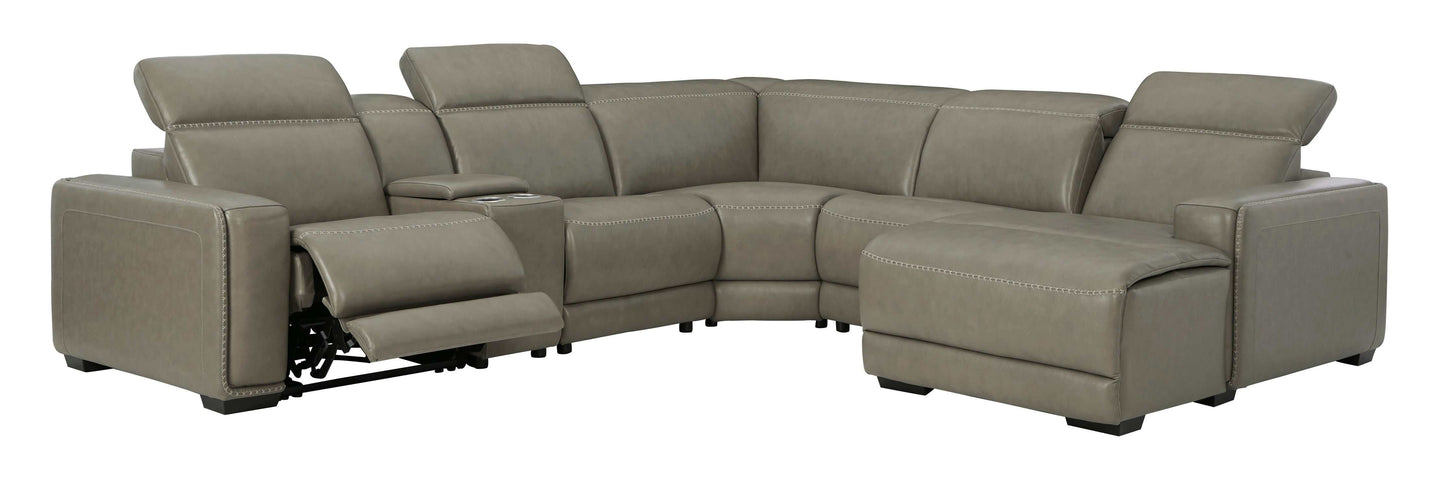 Correze Gray 6pc Power Reclining Sectional w/ RAF Chaise