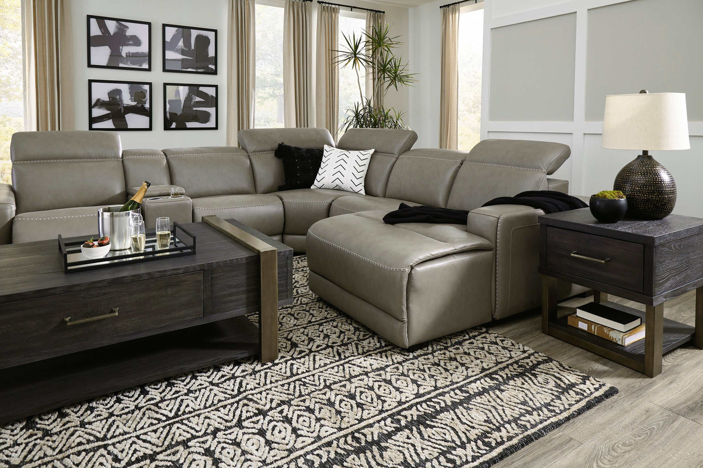 Correze Gray 6pc Power Reclining Sectional w/ RAF Chaise