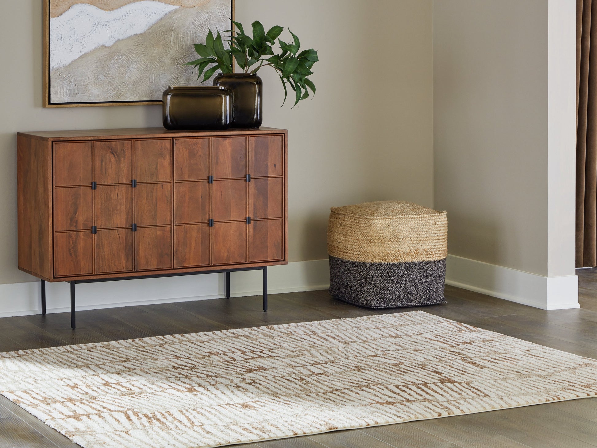 Uduak Cream/Tan/Rust Medium Rug- Viva Furn