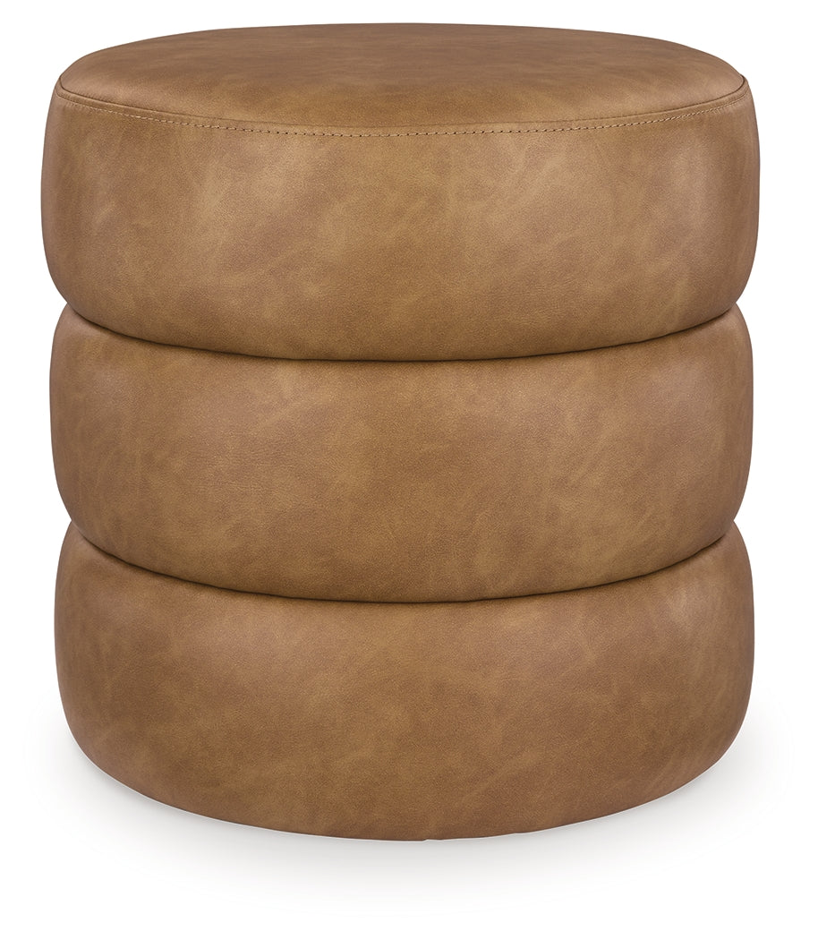 Ummi Caramel Swivel Accent Ottoman- Viva Furn