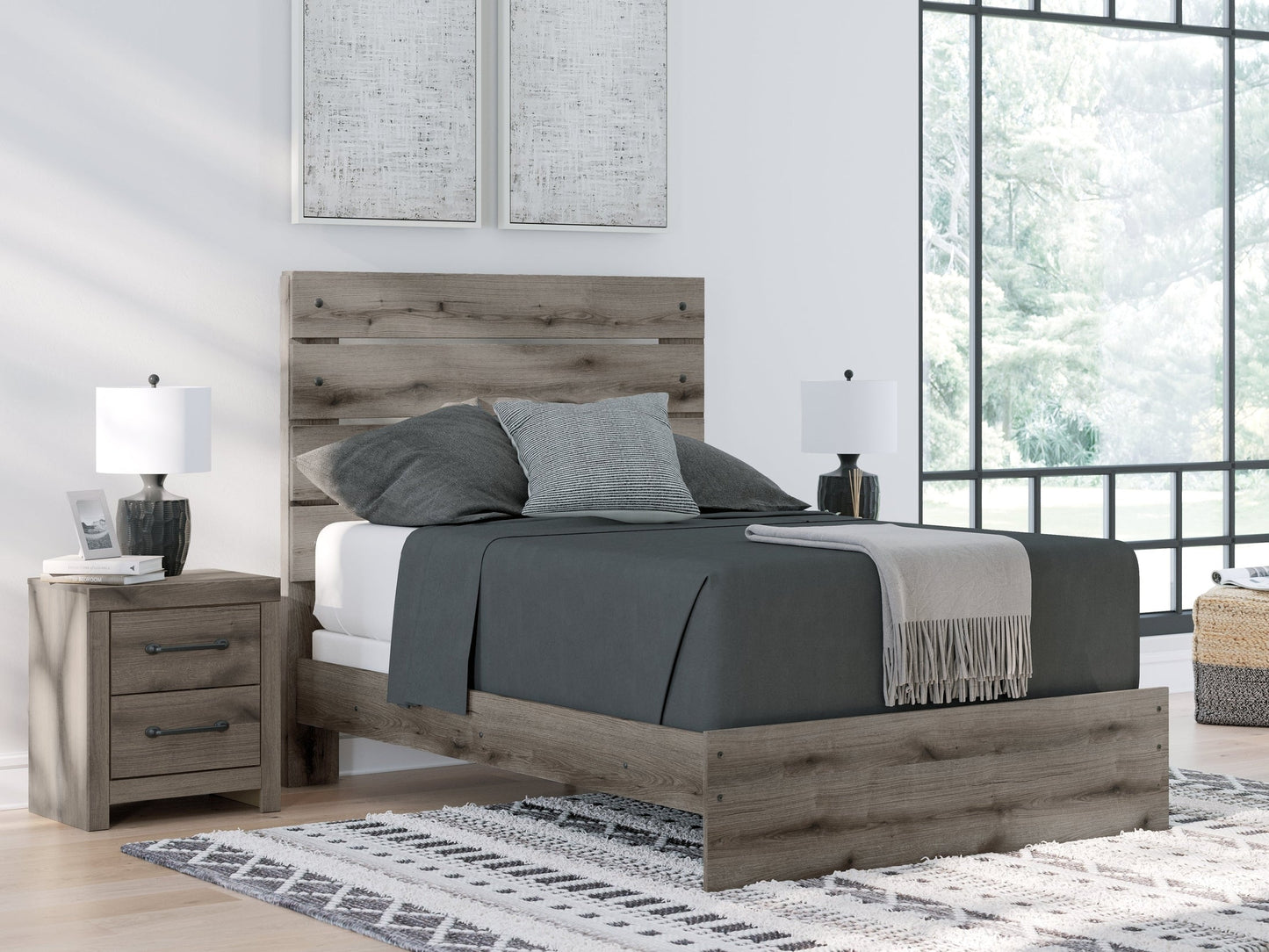 Urbanoore Brown Gray Full Panel Youth Bed- Viva Furn