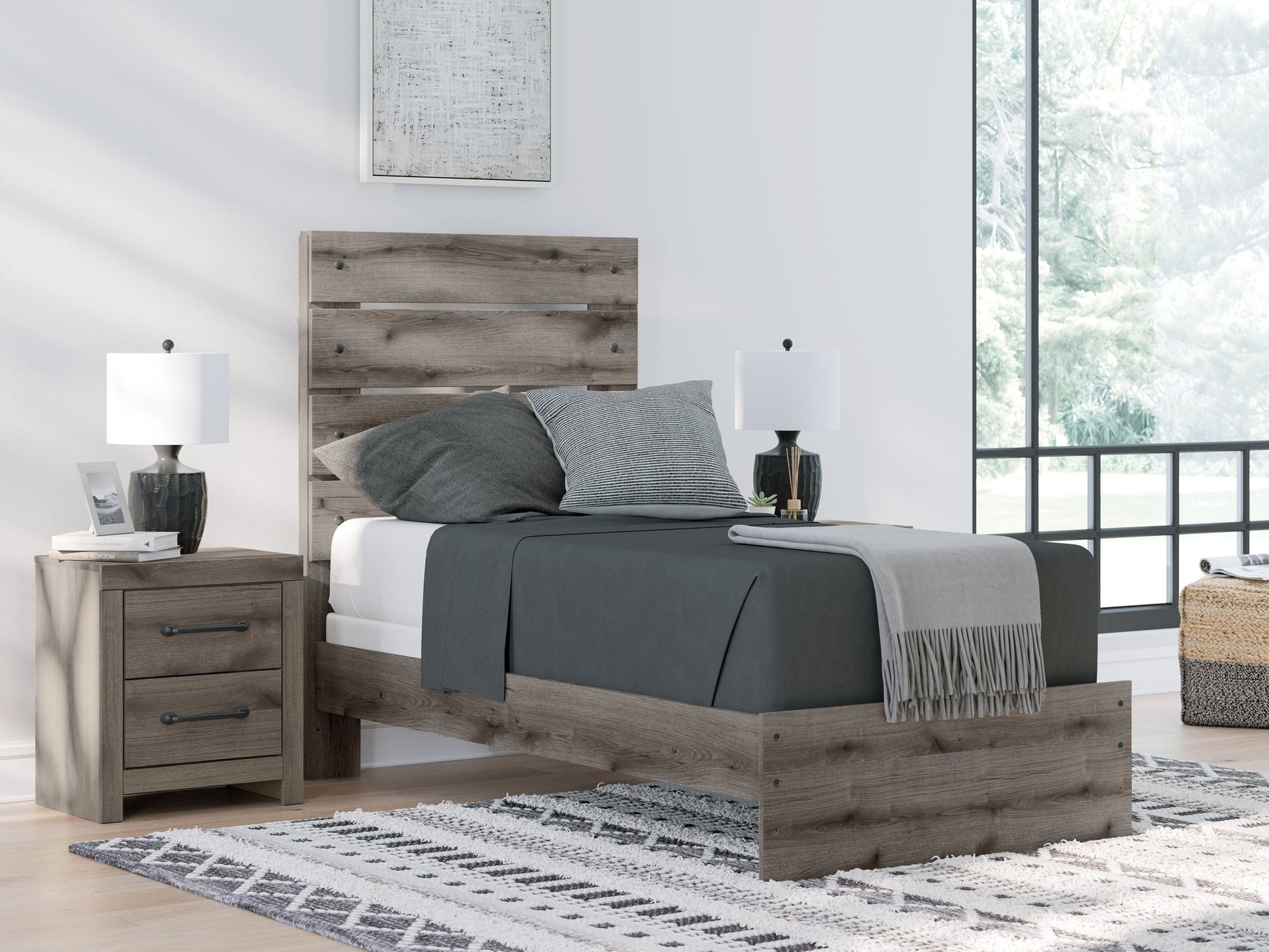 Urbanoore Brown Twin Panel Youth Bed- Viva Furn