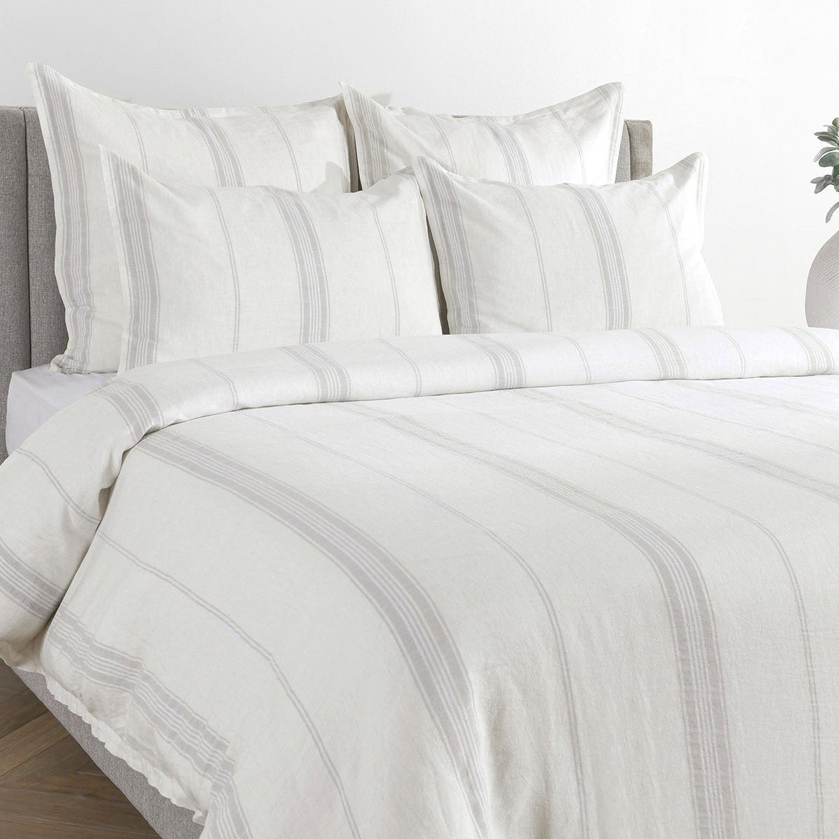 Jayson Gray Stripe Linen Cashmere Duvet Collection