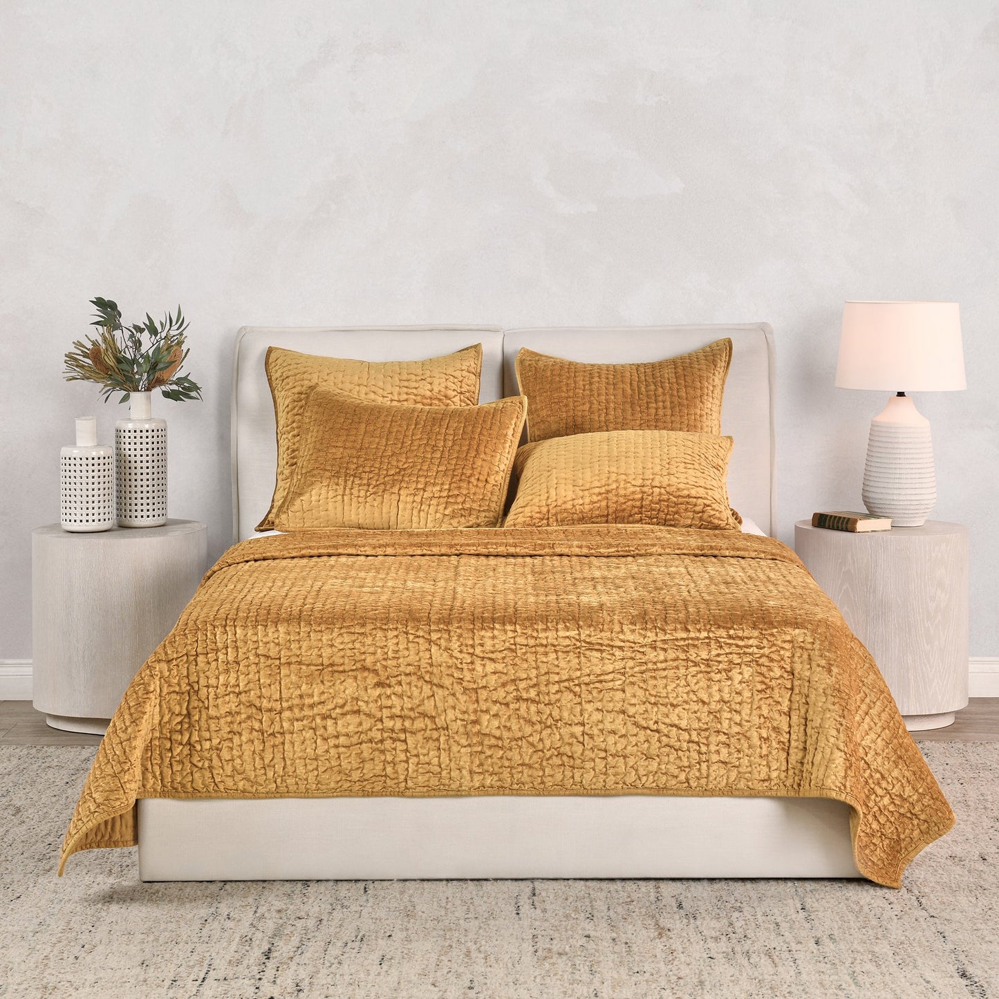 Bari Honey Gold Velvet Quilt Collection