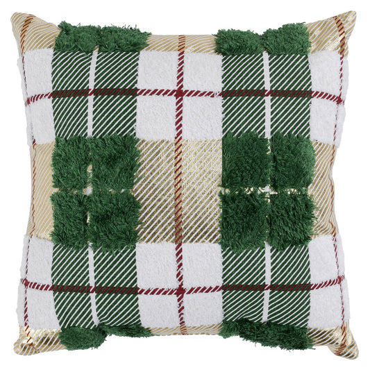 VE Plaid Green Texture Multi Multiple Sizes Throw Pillow - Ornate Home
