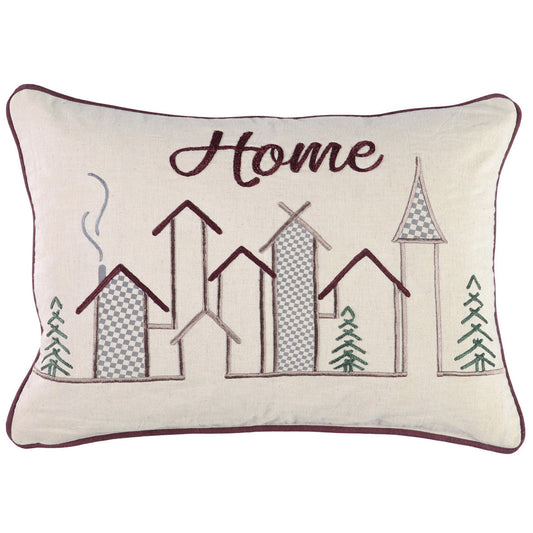 VE Winter Town Natural 14x20 Throw Pillow - Ornate Home